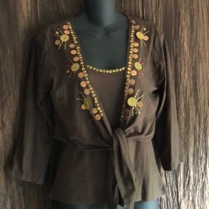 Laotian 3 pc tank, cover, Capri pats set metal dec